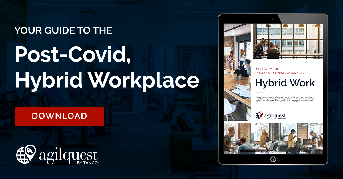 a gif of the post-COVID, hybrid workplace guide with a link to the guide